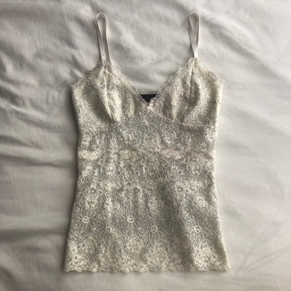 Seductions Tops - Seduction Lace Sheer Cream Camisole Top